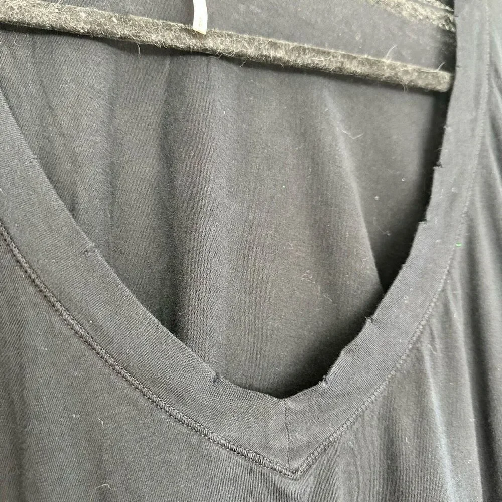 DONATE Free People Women’s Small Black Distressed Short Sleeve Tee - Picture 4 of 6